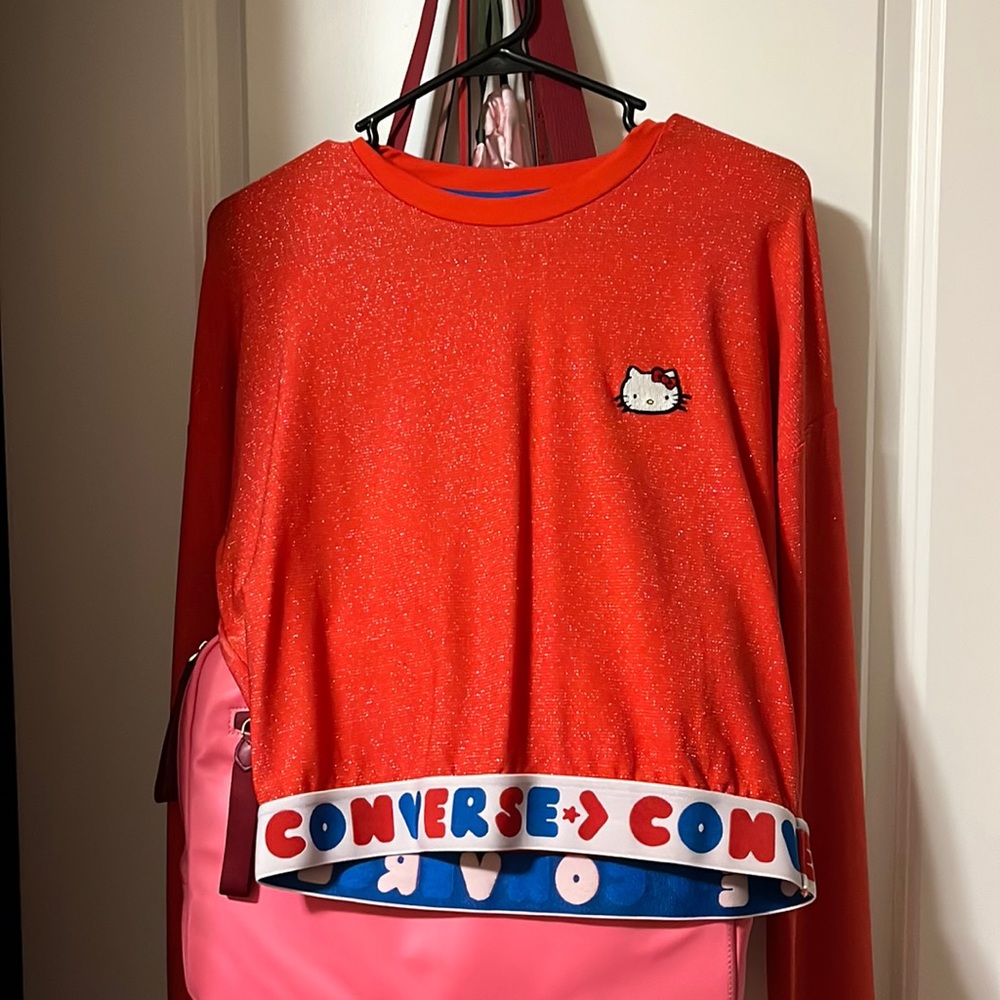Converse x Hello Kitty red tape long sleeve t-shirt size LARGE